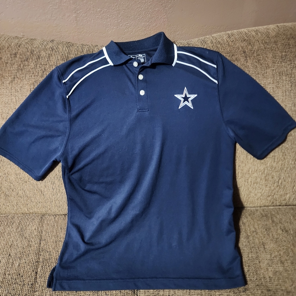 Men's Team Apparel Dallas Cowboys  Dark Blue Polo Shirt with Star Emblem Sz.M